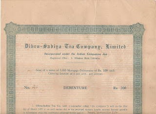 Share of the Dibru-Sadiya Tea Company from India (upper half)