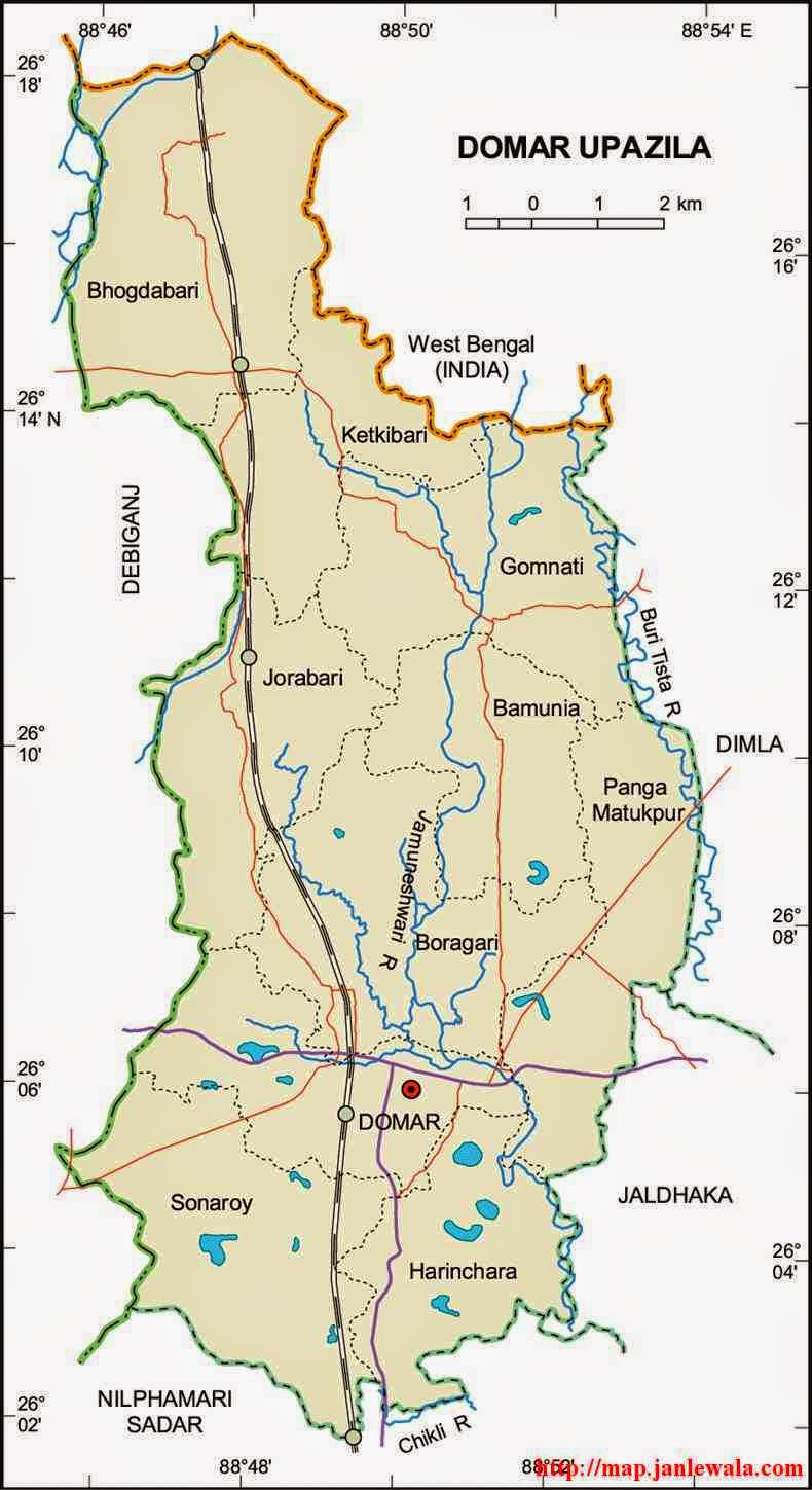 domar upazila map of bangladesh