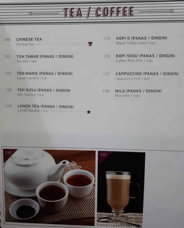 Menu Teh dan Kopi Resto Anggrek