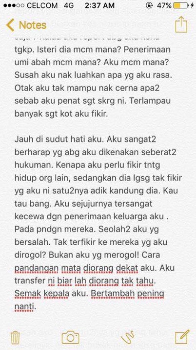 Luahan Terakhir Gadis yang Maut Akibat Dirogol Abang Kandung Ketika Ibu Bapa Pergi Haji 