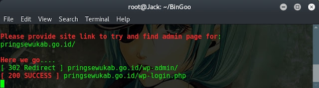 Mencari Halaman Admin dengan BinGoo Scanner di Kali Linux