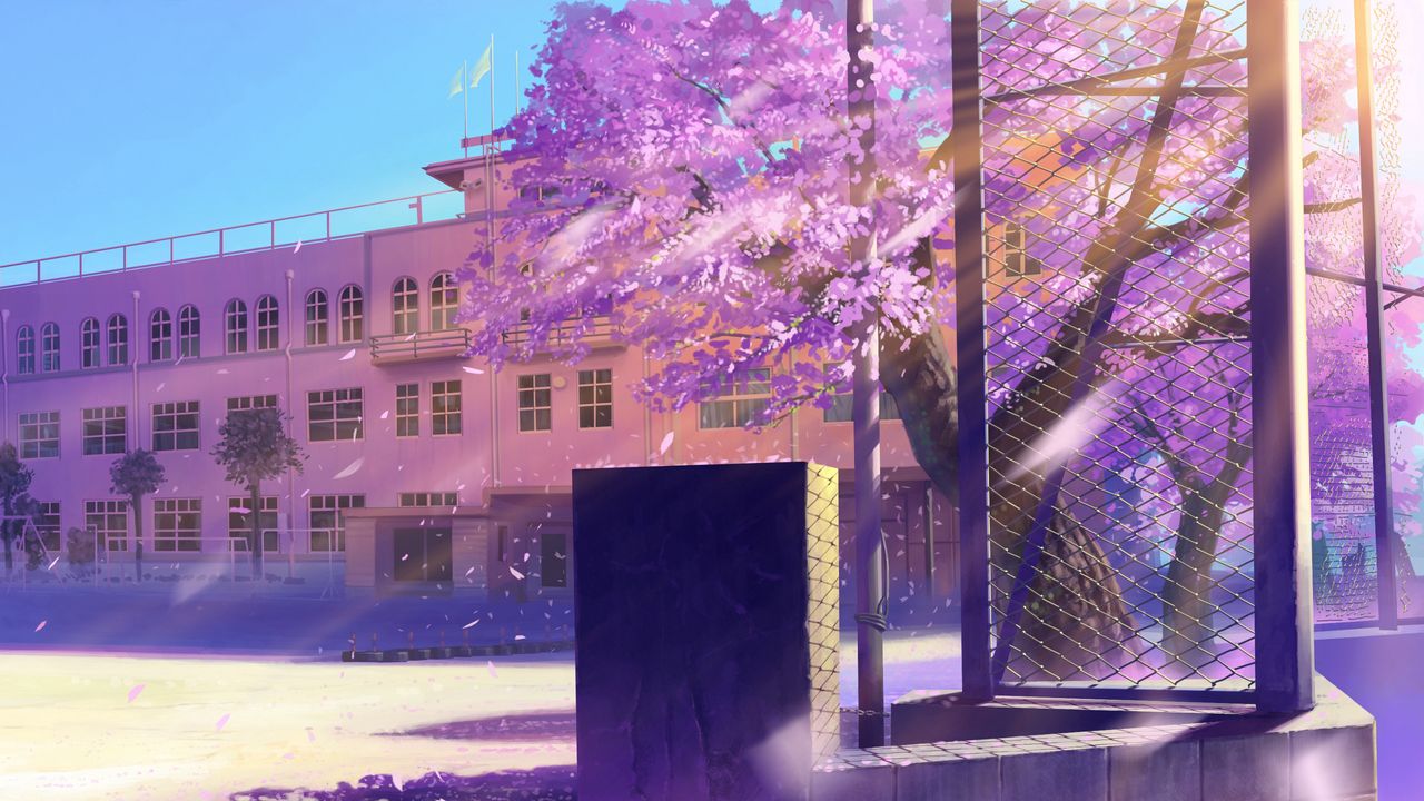 Wallpaper Anime School Winter Street