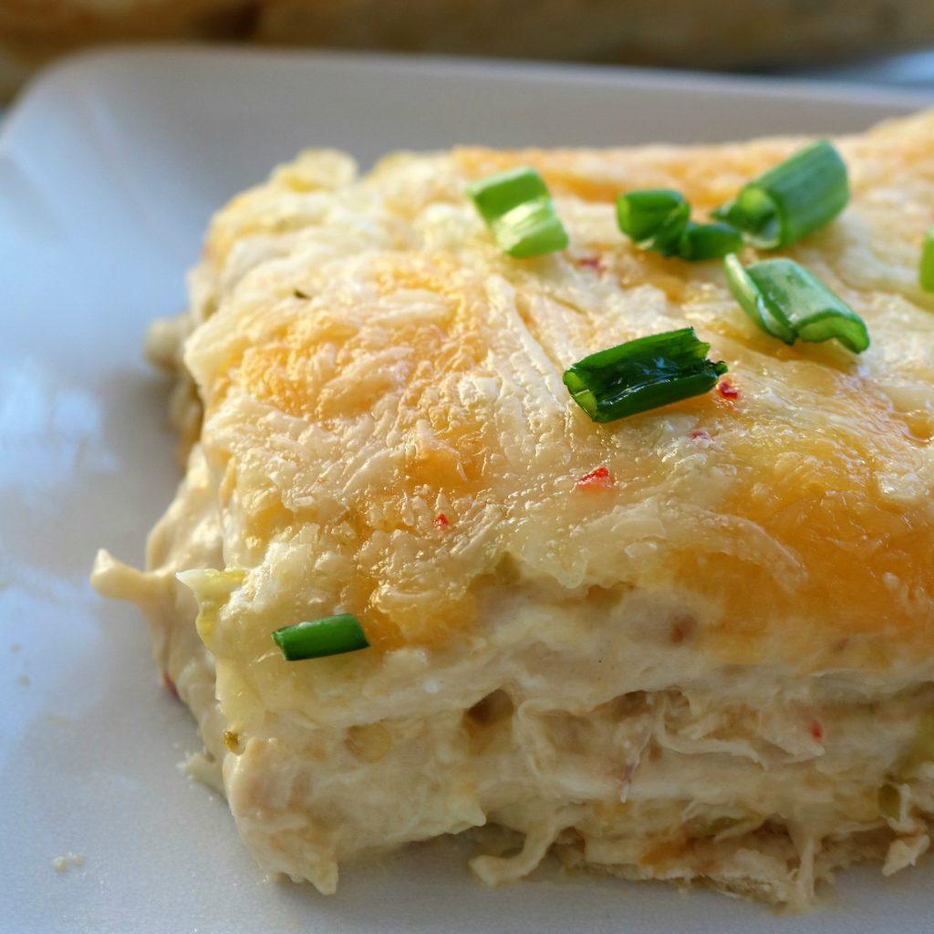 Creamy Pepper Jack Chicken Enchilada Casserole 