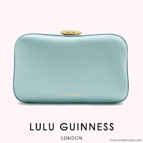 Kate Middleton carries Lulu Guinness Hayworth sea blue satin clutch
