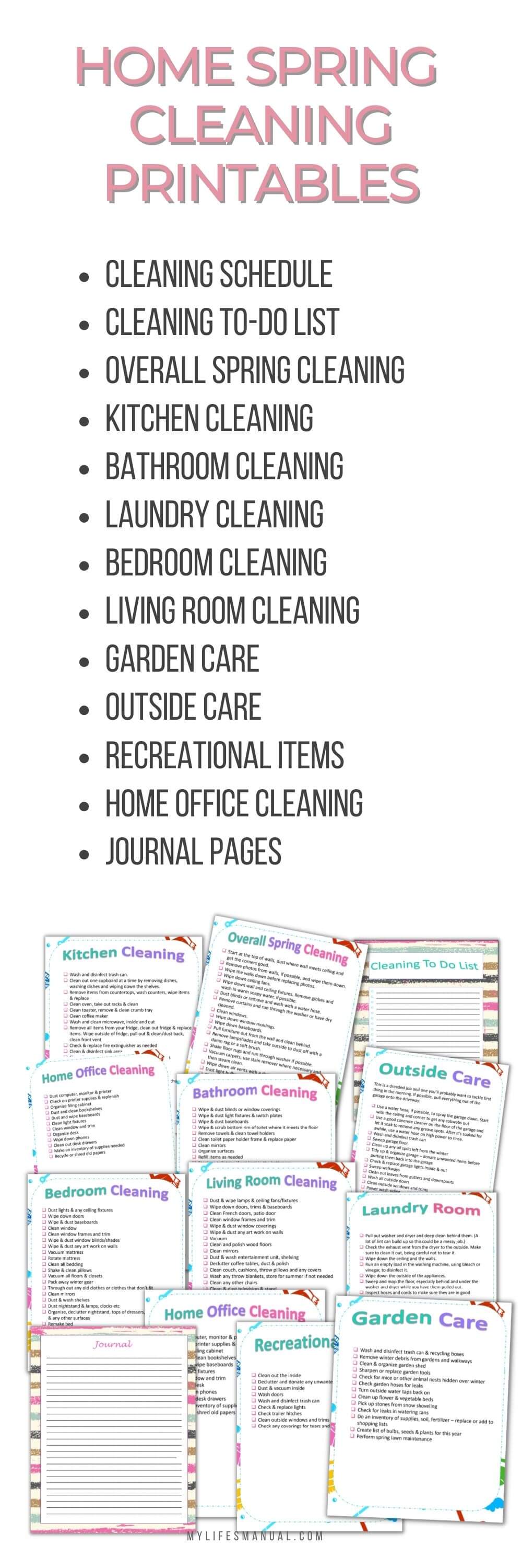 Printable home spring cleaning planner
