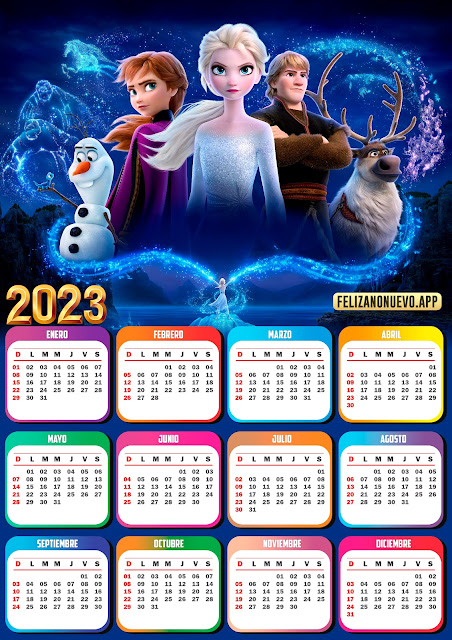 calendario 2023 de frozen para niña