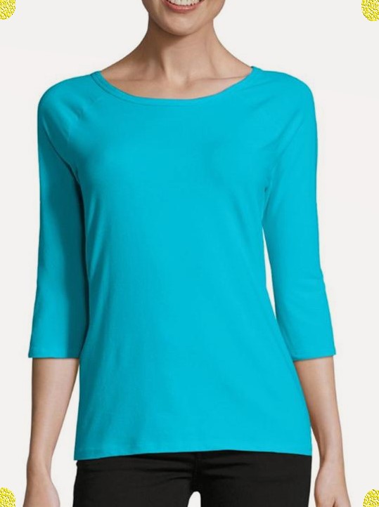 Hanes Women's Stretch Cotton Raglan Sleeve Tee