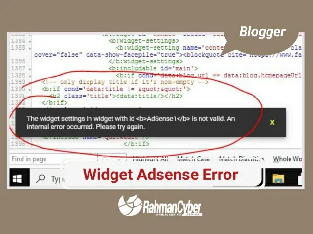 widget adsense error