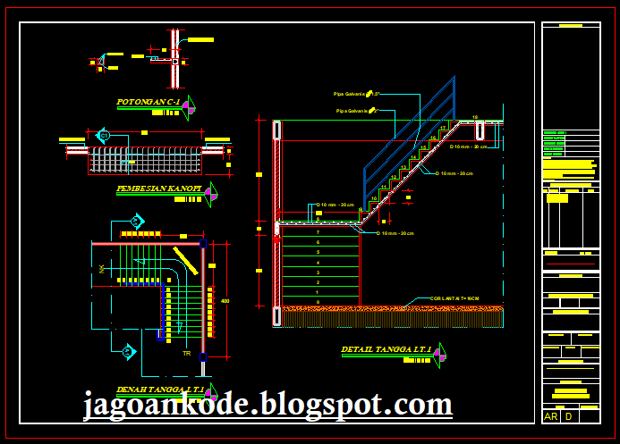 Detail Tangga Gambar Kerja Autocad File dwg Jagoan Kode