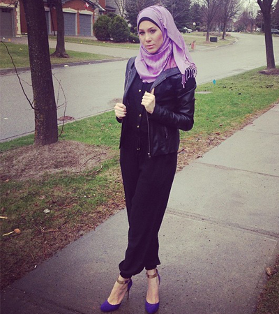 Kombinasi Jaket Kulit Wanita dan Hijab Terbaru 2016