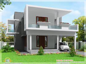 Cute modern 3 bedroom home design - 2000 sq.ft. ~ Kerala House 