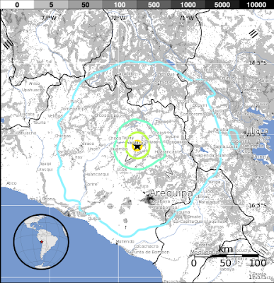 Epicentro sismo 5,9 grados en Perú, el 17 de Julio 2013