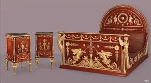 King Farouk's bed and the two night stands "Rau antiquities" 