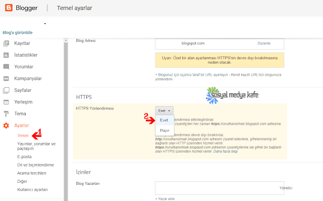 Blogger HTTPS Ayarları