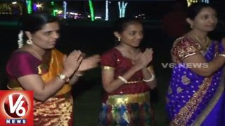  Women From Dharmapuri Celebrates Bathukamma At Tank Bund | Hyderabad