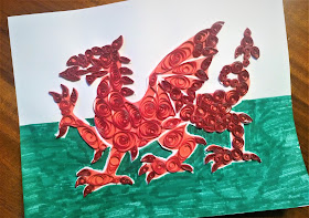Flag of Wales, dragon is paper quilling
