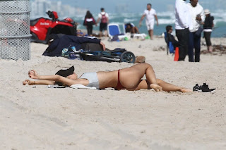 Kimberley Garner in Red Bikini Bottoms at a Beach in Miami, Florida