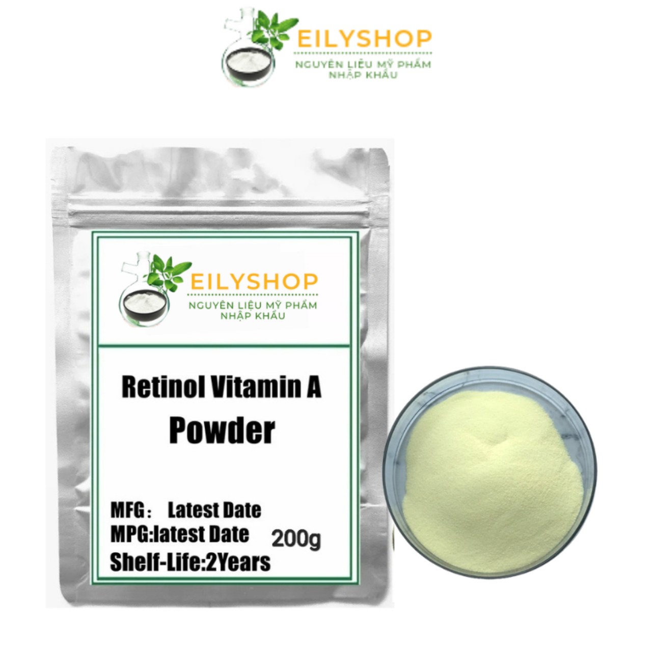 Bột Vitamin A (Retinol) - siêu mịn làm đẹp, Nguyên liệu Dược - Mỹ Phẩm - nguyên liệu mỹ phẩm Nhập Khẩu