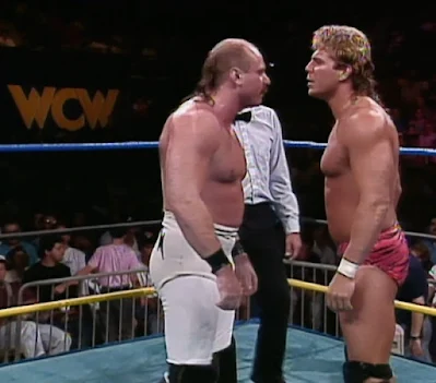 WCW Clash of the Champions 19 - Biff Wellington stares down Brian Pillman