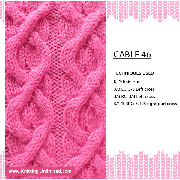 [Intermediate Cable Knitting] Spruce up your knitting with Cable No 46, 35 stitches and 16-row repeat. All it takes is a little bit of time, patience, and determination.