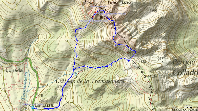 Mapa Ruta Peña Lusa Corredor SW