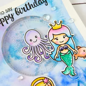 Sunny Studio Stamps: Magical Mermaids Watercolor Shaker Card by Lexa Levana