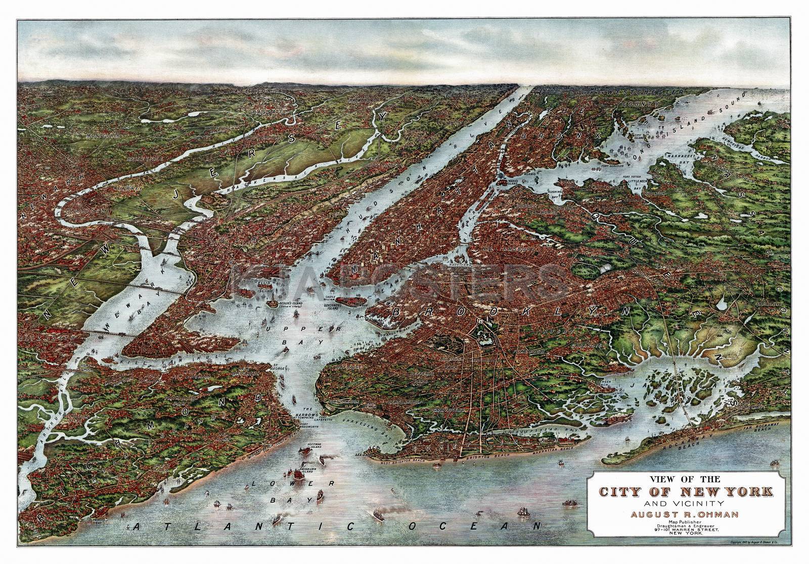 bird's eye view map of nyc