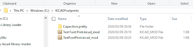 Kicad Footprint files created on C-drive