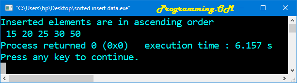 Program in C and C++ to insert elements in an array in sorted ascending order