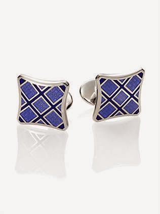  Plaid Sterling Silver Cuff Links