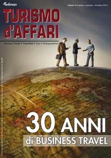 Turismo d'Affari 2014-04 - da Ottobre a Dicembre 2014 | CBR 96 dpi | Trimestrale | Viaggi | Professionisti | Alberghi
Turismo d'Affari è la rivista per il travel manager, colui che è delegato a gestire policy e costi di viaggi e trasferte del personale aziendale.
Se la globalizzazione dei mercati ha nel tempo reso più frequente la necessità di spostamenti di manager e forza commerciale, le odierne politiche di attenzione ai costi hanno obbligato gli uffici viaggi aziendali ad un costante aggiornamento sulle opportunità che la maggiore competizione nel campo del turismo professionale, da parte di catene alberghiere, vettori aerei, flotte auto, agenzie di viaggio, offre in termini di prezzo e qualità del servizio. Turismo d'Affari si propone da più di vent’anni come indispensabile strumento per seguire le evoluzioni di questo mercato e il finanziamento dell’Osservatorio sul Business Travel, la ricerca annuale che ne rileva l’andamento congiunturale e le sue dinamiche interne, ne è ulteriore conferma.