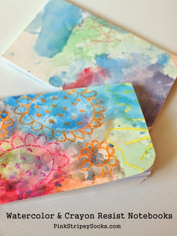 watercolor and crayon resist notebooks