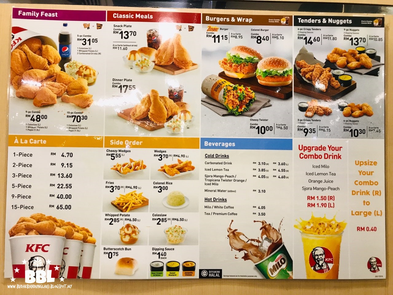 Harga Menu KFC - Budak Bandung Laici