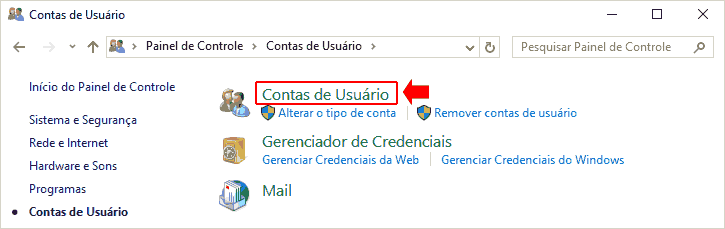 Contas de usuário no Windows 10