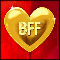 'BFF' text on gold heart free image for texting