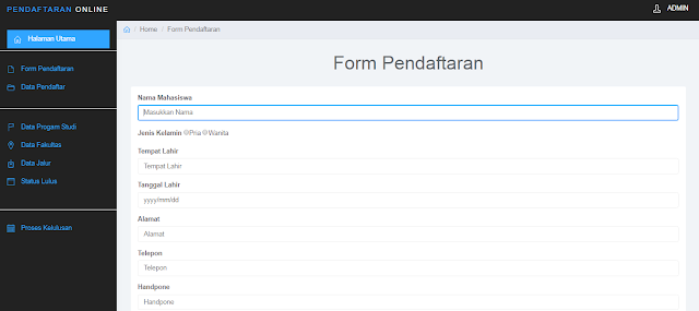 Tampilan Form Pendaftar Pada Aplikasi PSB