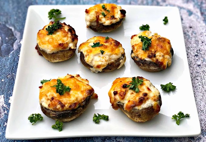 Three Cheese Stuffed Mushrooms #vegan #vegetarian #soup #breakfast #lunch 