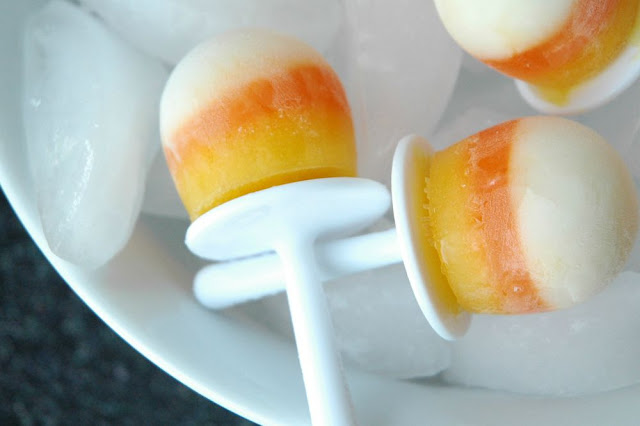 Healthy Halloween Snack- Candy Corn Popsicles