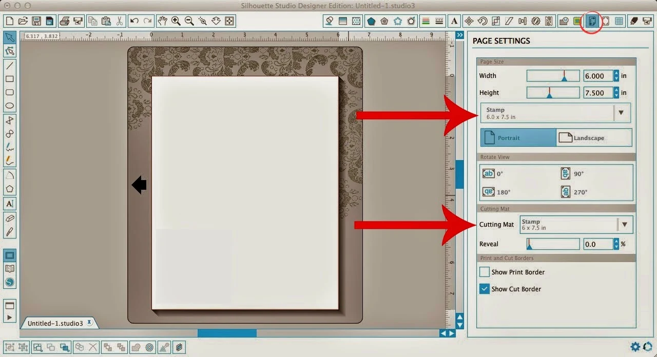 Silhouette, stamp, tutorial, beginners, Silhouette Studio, page settings