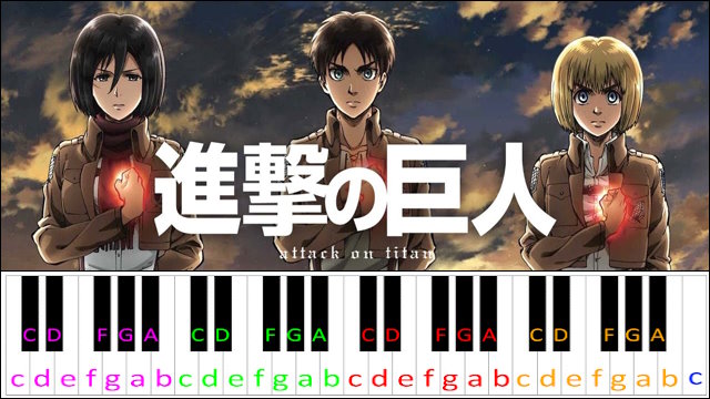 Shinzou wo Sasageyo! (Attack on Titan Opening 2) Intermediate Version Piano / Keyboard Easy Letter Notes for Beginners