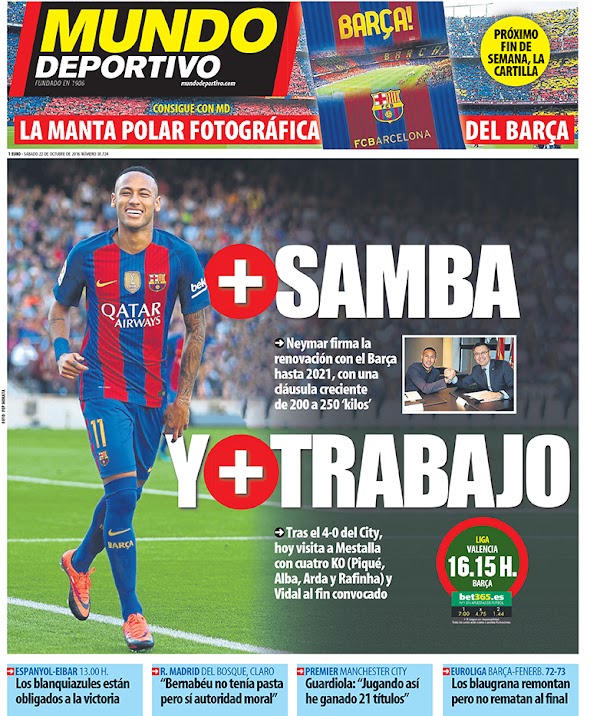 FC Barcelona, Mundo Deportivo: "+ Samba y + trabajo"
