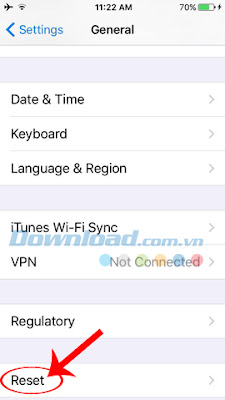 Reset dữ liệu trên iPhone