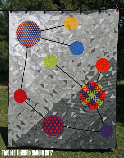 "Molecules of Moda: Bella Solids" Quilt Designed, Pieced & Quilted by Thistle Thicket Studio. www.thistlethicketstudio.com