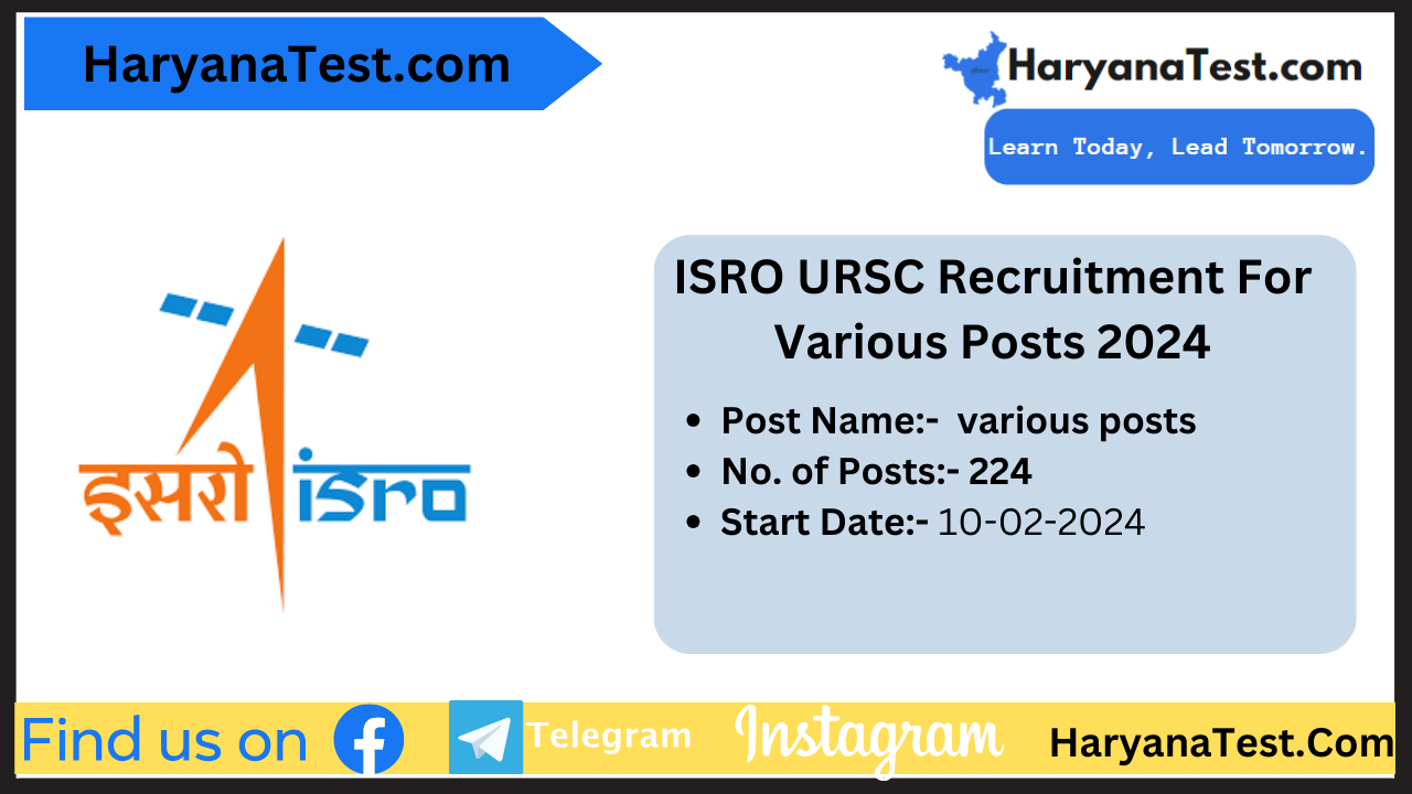 ISRO URSC Recruitment For Various Posts 2024