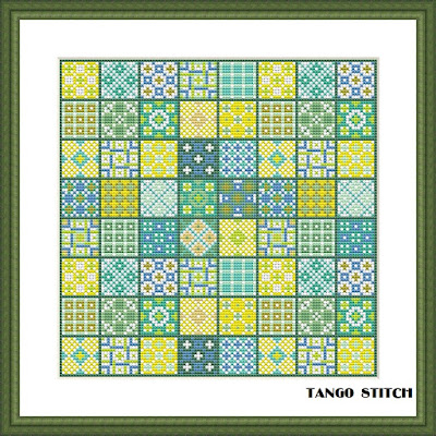 Granny squares ornament cross stitch pattern