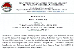 Formasi Syarat Dan Jadwal Cpns Sentra Pelaporan Dan Analisis Transaksi Keuangan (Ppatk) Tahun 2018