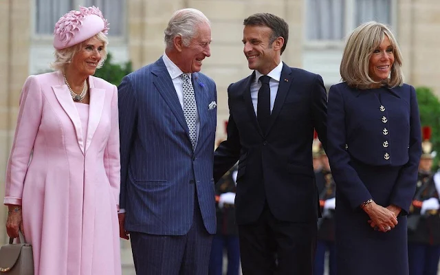 King Charles and Queen Camilla, French President Emmanuel Macron and First Lady Brigitte Macron