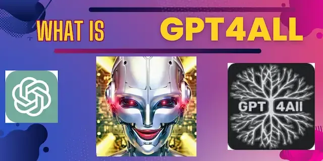 A smiling robot face at the center of the image with the logo of Chat GPT at the left corner. There is a sign over the robot indicating what is GPT for All.