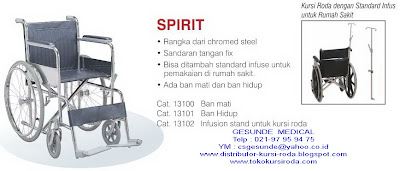 Gambar kursi roda spirit yang ada tiang infusnya