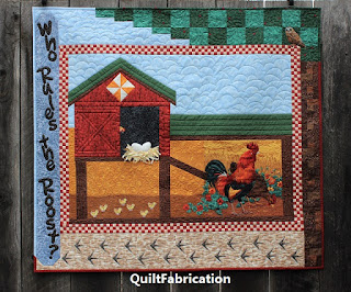 WHO RULES THE ROOST-CHICKEN QUILT-CHICKEN COOP-HEN HOUSE-ROOSTER-WALL HANGING